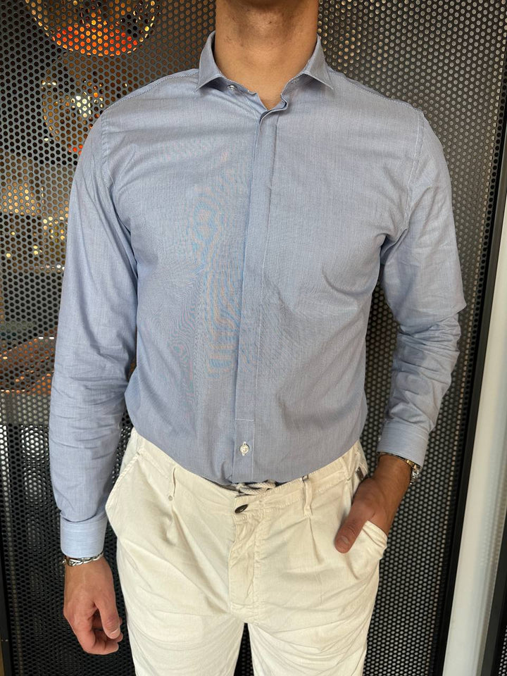 BL11 Men's Shirt 42340478 White, Micro Stripe, Collar