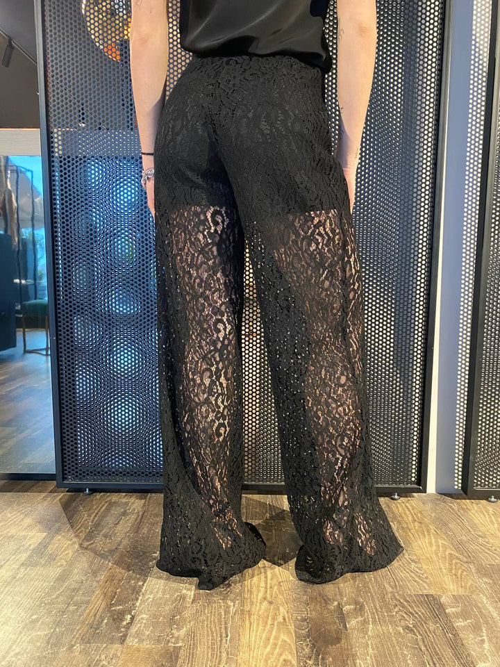 Koralline Pantaloni Donna PE25-118 Nero, Pizzo