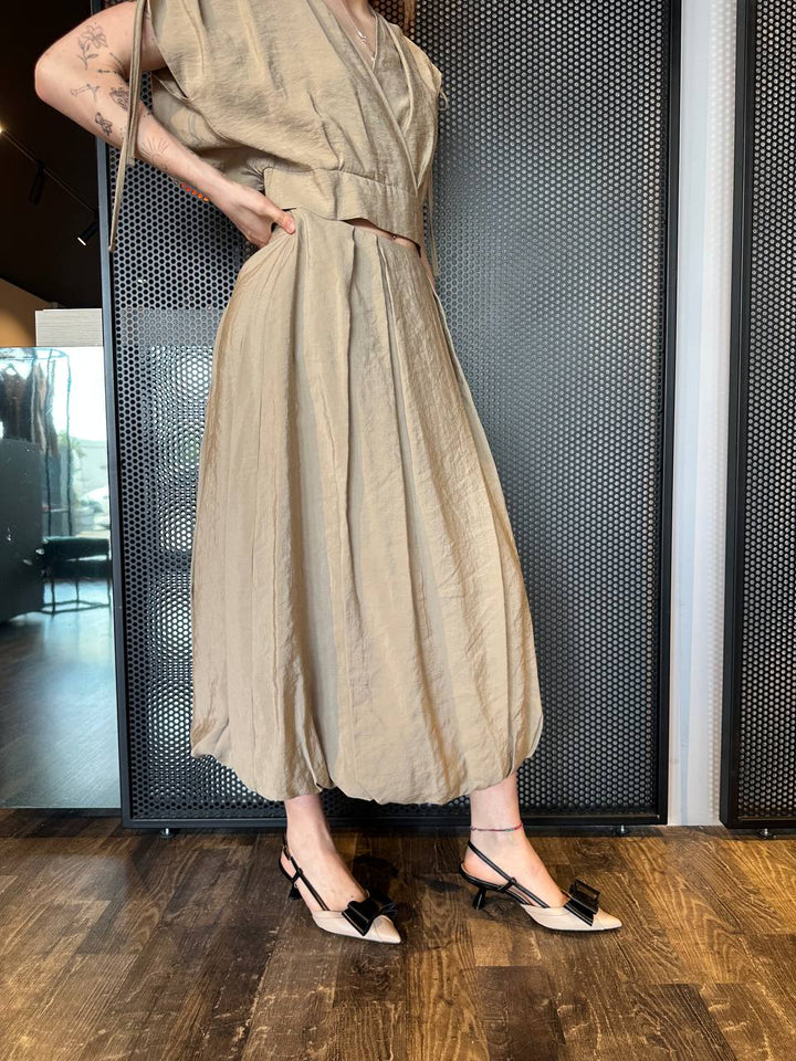Anitiè Gonna Donna AN10007EA Beige, Pieghe