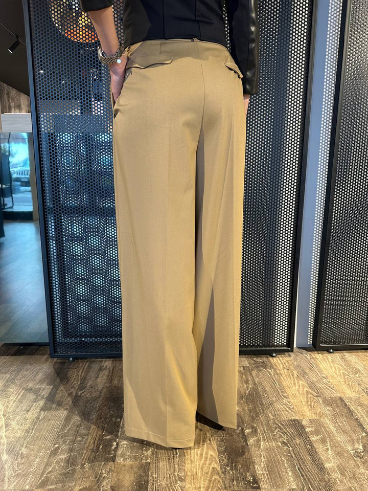 Tensione In Pantaloni Donna PE25-4054 Beige, Palazzo