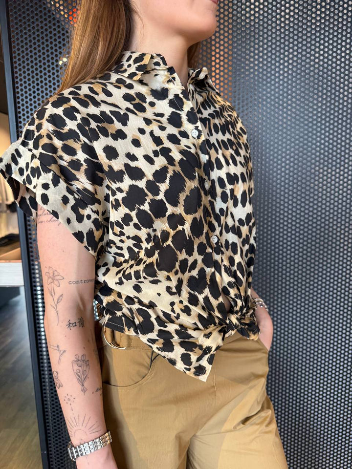 Dixie Camicia Donna CES4WCSA Fantasia Animalier, Con Nodo