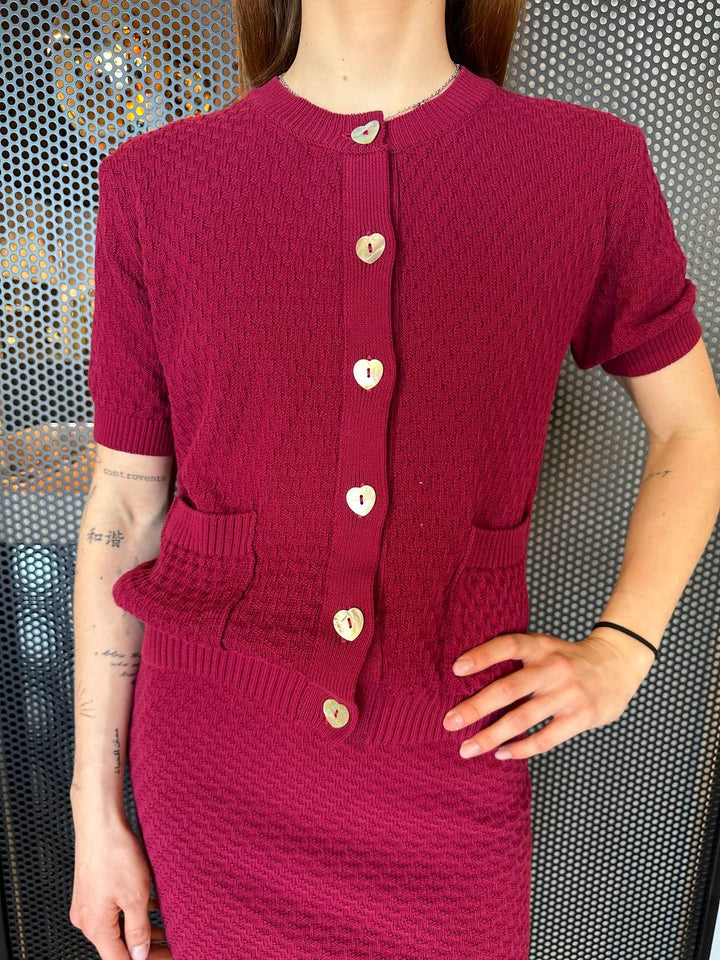 Kontatto Women's Sweater 3M0573C, Cardigan, Open, Bordeaux