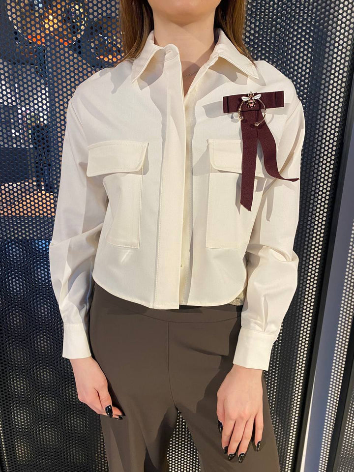 Eco Camicia Donna C6087 Cropped, Panna