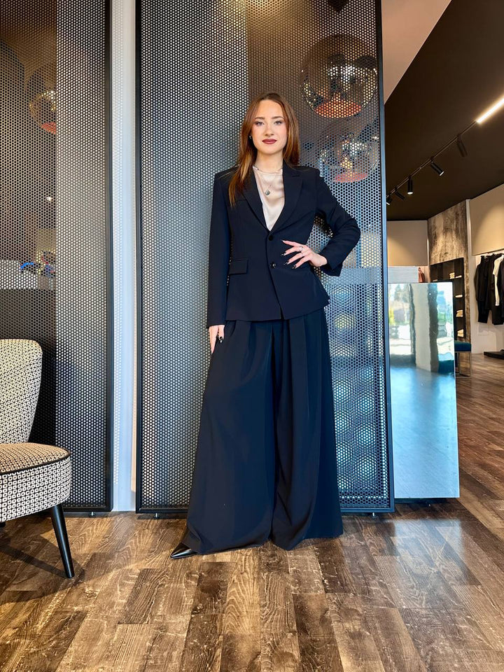 Imperial Pantaloni Donna P3ZQJGC Nero, Fondo Largo