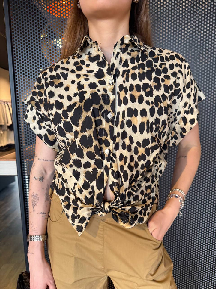 Dixie Camicia Donna CES4WCSA Fantasia Animalier, Con Nodo