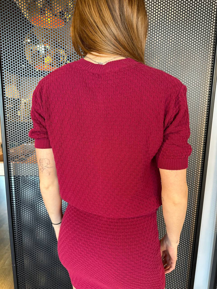Kontatto Women's Sweater 3M0573C, Cardigan, Open, Bordeaux