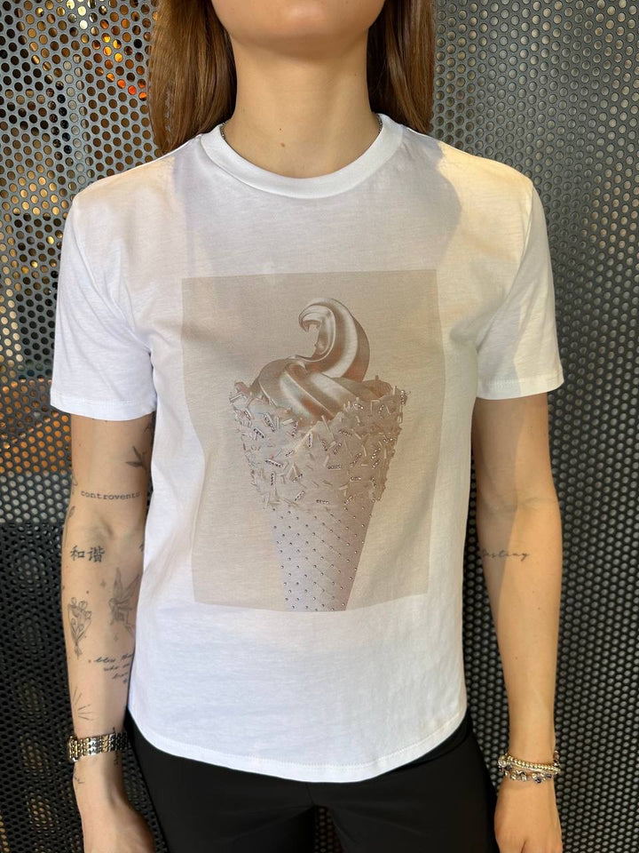Imperial T-shirt Donna TZ59JGT Bianco, Stampa Gelato