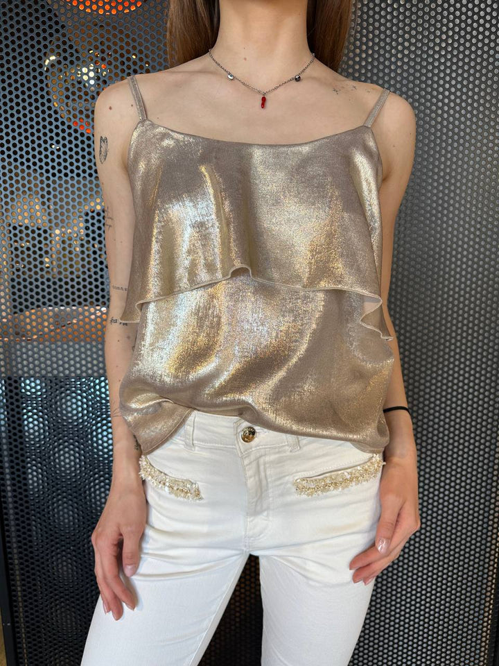 Markup Top Donna MW861311 Oro, Effetto Lucido