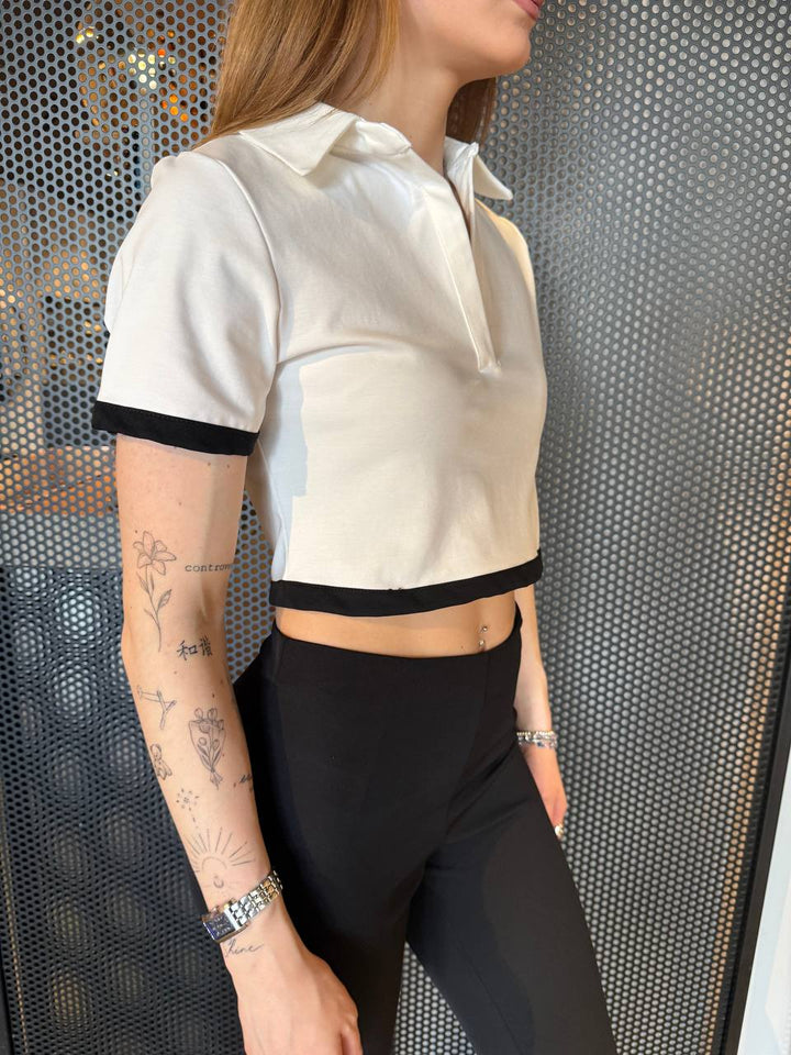 Berna T-Shirt Donna W253104128 Cropped, Bianca