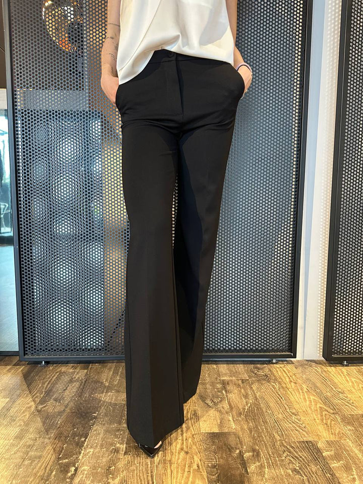 Imperial Pantaloni Donna P5UOJHZ Nero, Fondo Largo
