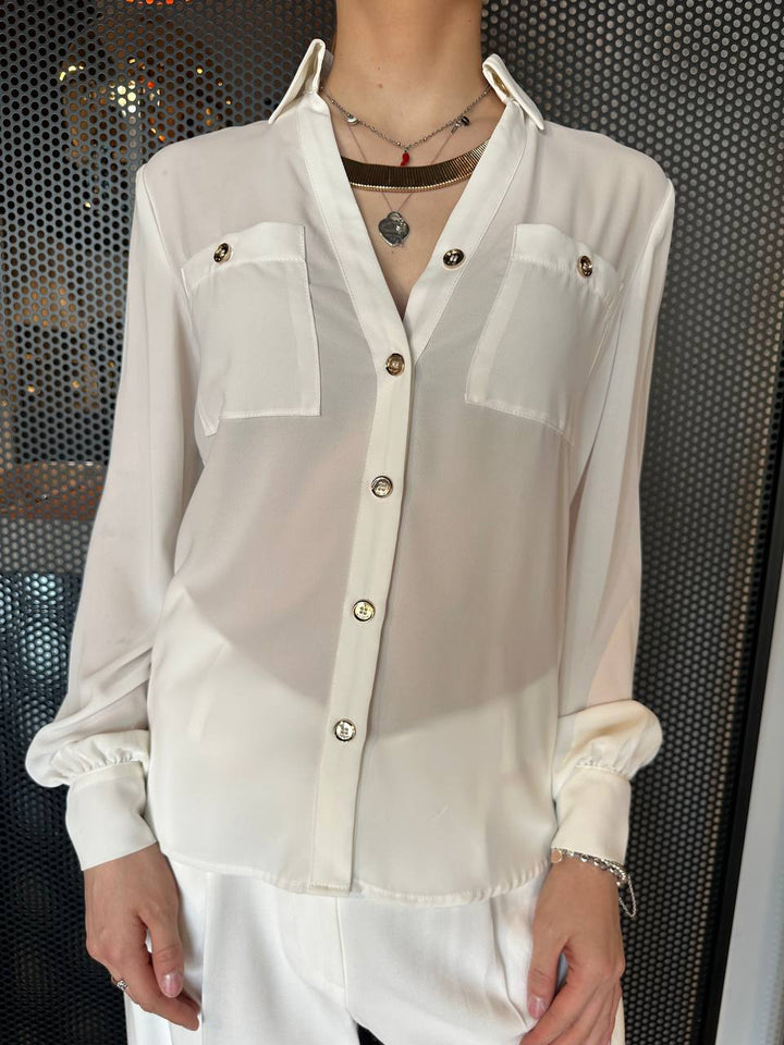 Relish Blusa Donna RDP2503009016 Bianca, Scollo V