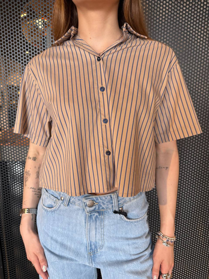 Berna Women's Shirt W253131-8 Stripes, Beige