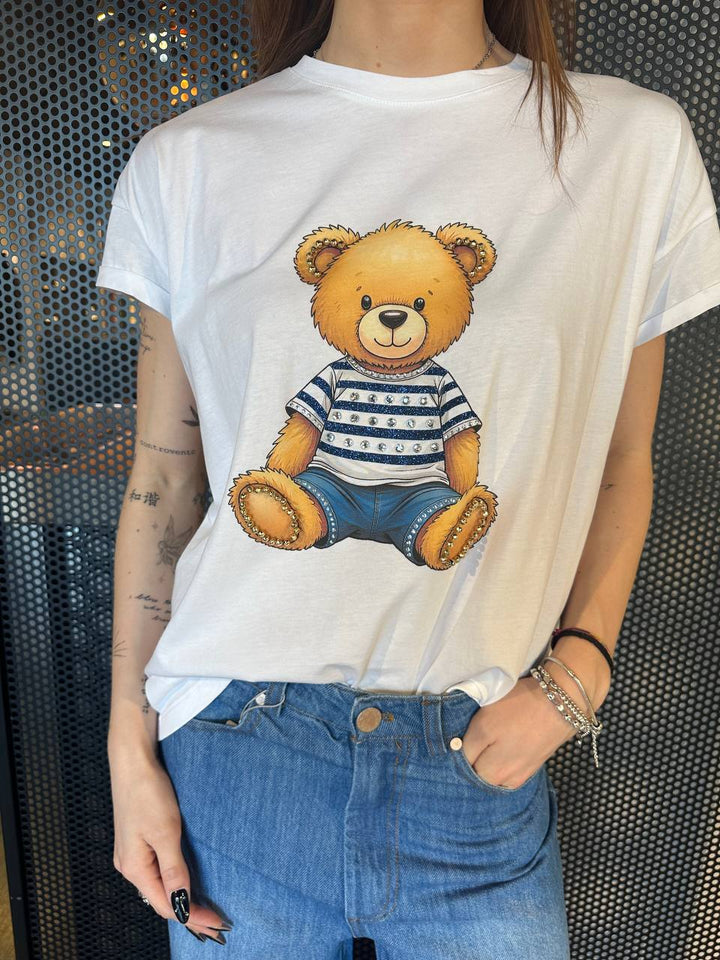 Tensione In T-Shirt Donna M1488-TP-S474PE25 Bianca, Cotone