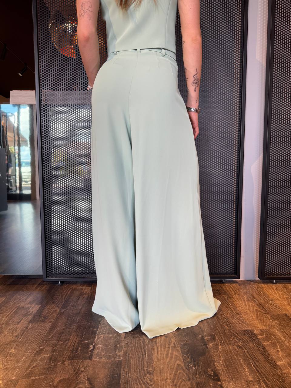 Imperial Pantaloni Ampi Donna P3ZQJHX Verde Acqua, Vita Alta