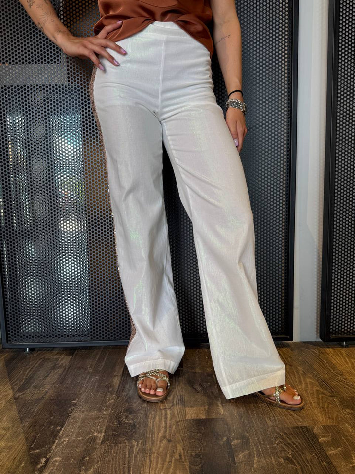 White Wise Pantaloni Donna WW30953 Bianco, Lurex