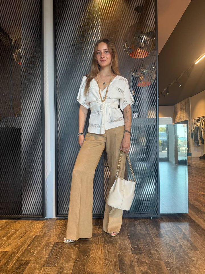 Anitiè Women's Pants AN21664U147 Palazzo, Beige
