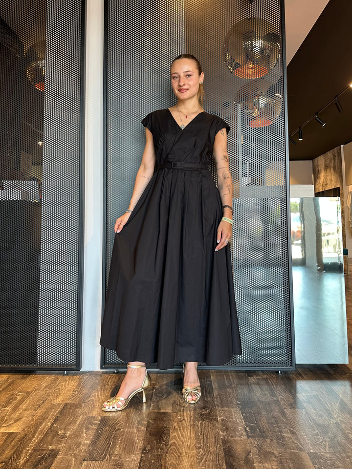 Dixie Abito Lungo Donna ALEBWAFA Nero, Cotone, Cintura In Vita