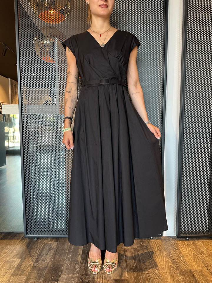 Dixie Abito Lungo Donna ALEBWAFA Nero, Cotone, Cintura In Vita