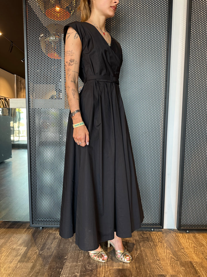 Dixie Abito Lungo Donna ALEBWAFA Nero, Cotone, Cintura In Vita
