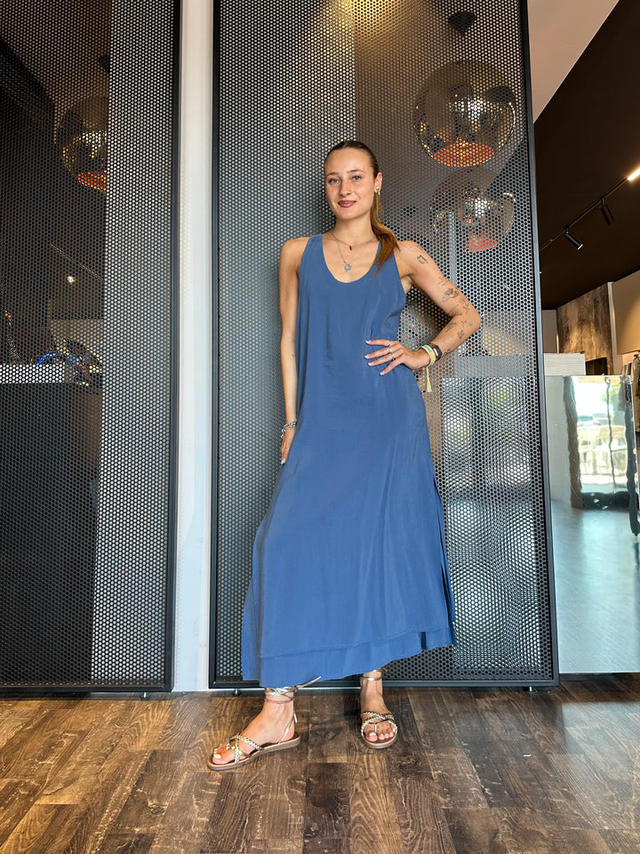White Wise Abito Donna WW30706 Blu Denim, Smanicato