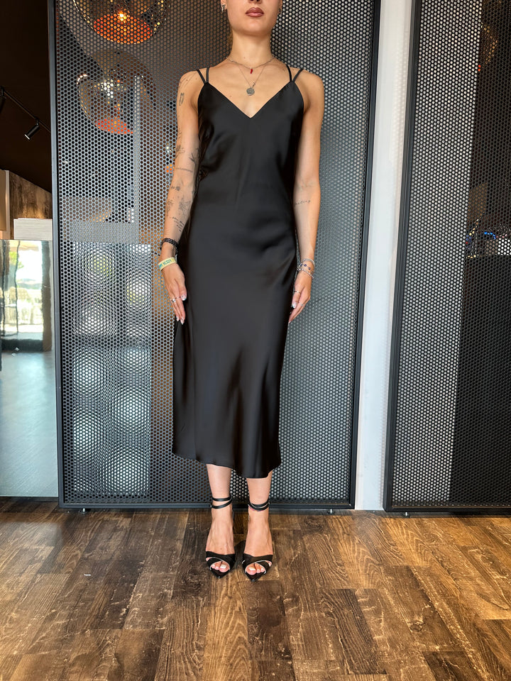 WHITE WISE Abito Donna WW30756 Nero, Raso