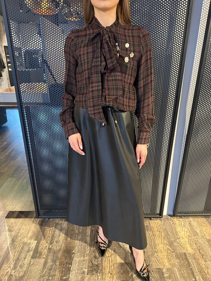 Tensione In TI2505 Abito Camicia Check E Gonna Ecopelle