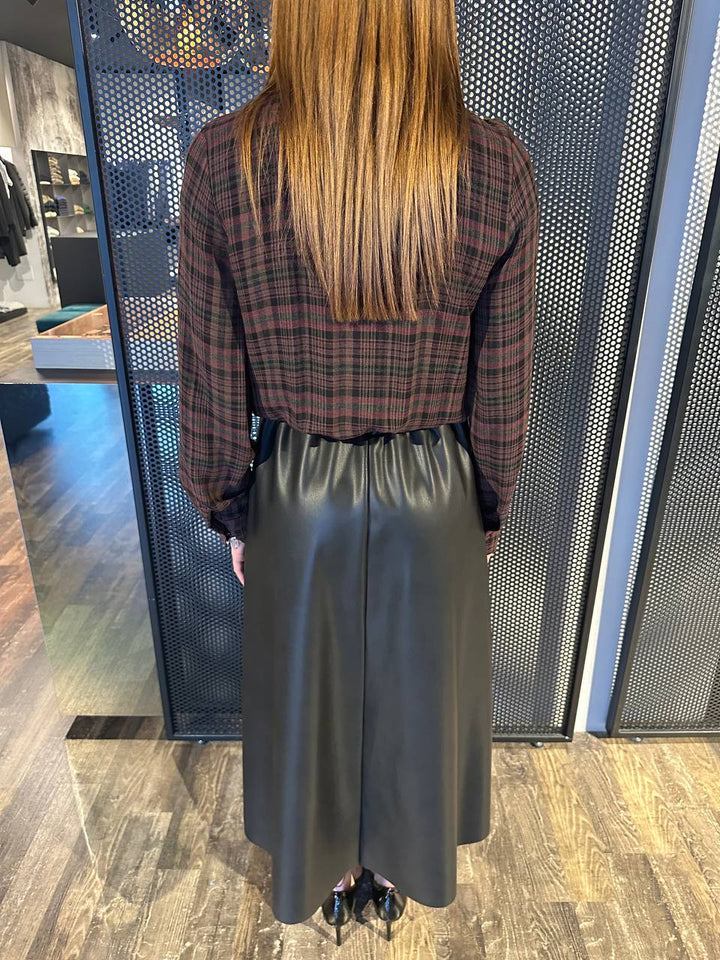 Tensione In TI2505 Abito Camicia Check E Gonna Ecopelle